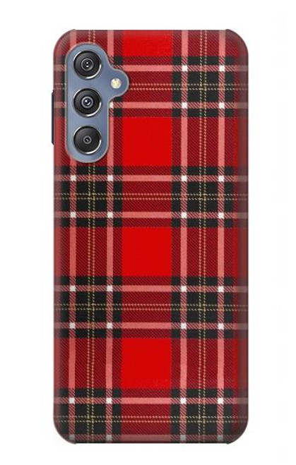 W2374 Motif Tartan Rouge Etui Coque Housse et Flip Housse Cuir pour Samsung Galaxy M34 5G