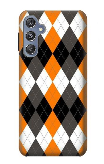 W3421 Noir Orange Blanc Argyle Plaid Etui Coque Housse et Flip Housse Cuir pour Samsung Galaxy M34 5G