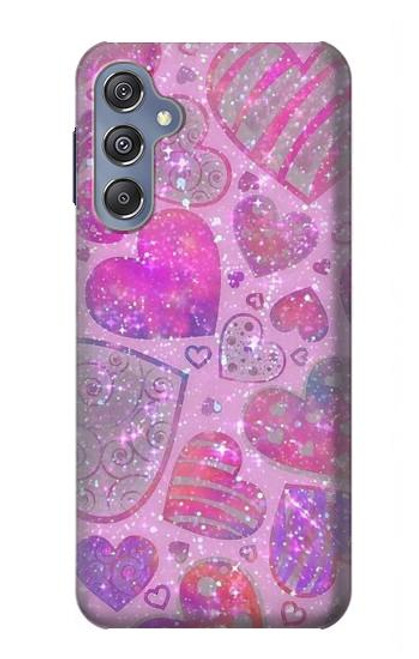 W3710 Coeur d'amour rose Etui Coque Housse et Flip Housse Cuir pour Samsung Galaxy M34 5G