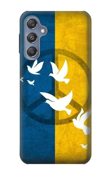 W3857 Colombe de la paix drapeau ukrainien Etui Coque Housse et Flip Housse Cuir pour Samsung Galaxy M34 5G