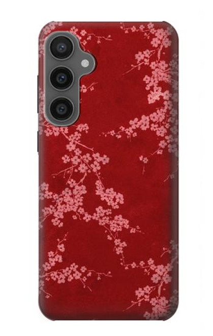 W3817 Motif de fleurs de cerisier floral rouge Etui Coque Housse et Flip Housse Cuir pour Samsung Galaxy S23 FE