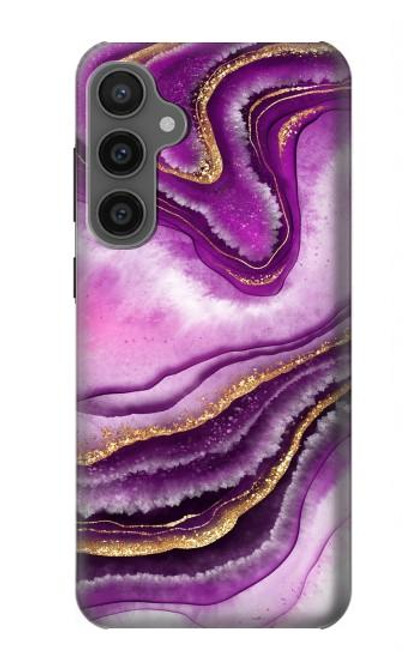 W3896 Stries d'or en marbre violet Etui Coque Housse et Flip Housse Cuir pour Samsung Galaxy S23 FE