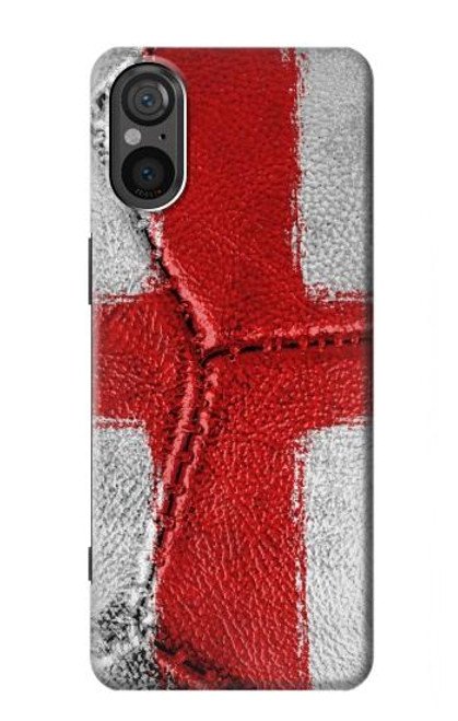 W3316 Angleterre Drapeau graphique Football Millésime Etui Coque Housse et Flip Housse Cuir pour Sony Xperia 5 V