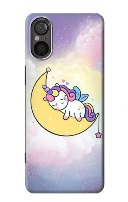 W3485 Mignon sommeil Licorne Etui Coque Housse et Flip Housse Cuir pour Sony Xperia 5 V