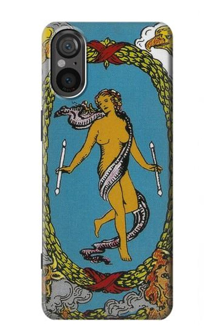 W3746 Carte de tarot le monde Etui Coque Housse et Flip Housse Cuir pour Sony Xperia 5 V