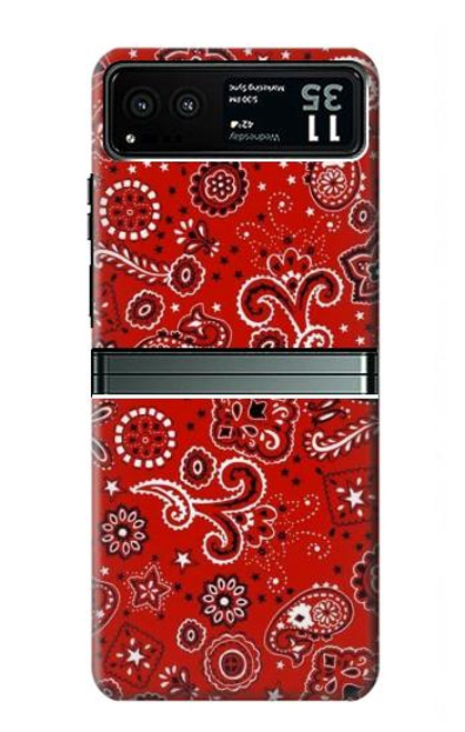 W3354 Rouge classique Bandana Etui Coque Housse et Flip Housse Cuir pour Motorola Razr 40