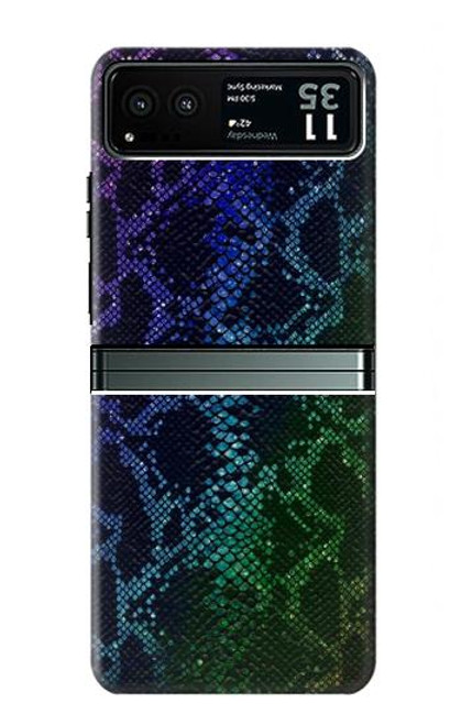 W3366 Arc en ciel Python graphique Imprimer Peau Etui Coque Housse et Flip Housse Cuir pour Motorola Razr 40