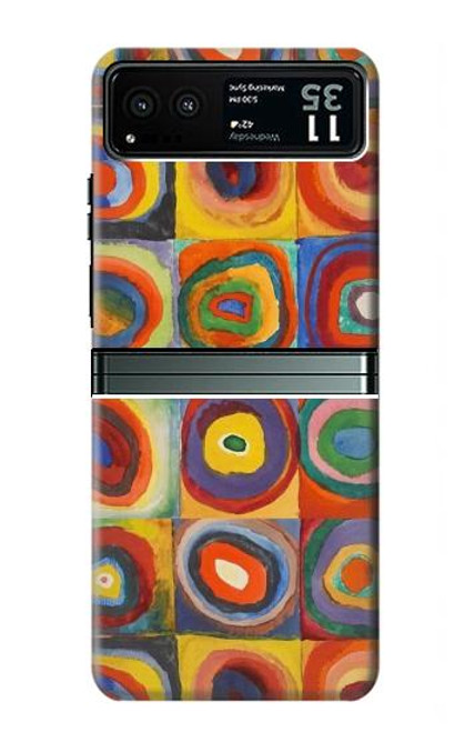 W3409 Carrés cercles concentriques Etui Coque Housse et Flip Housse Cuir pour Motorola Razr 40