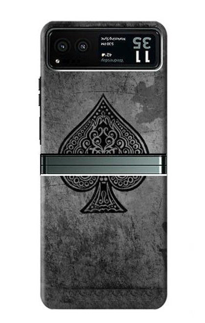 W3446 Noir Ace Spade Etui Coque Housse et Flip Housse Cuir pour Motorola Razr 40