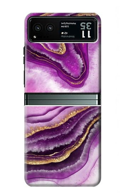 W3896 Stries d'or en marbre violet Etui Coque Housse et Flip Housse Cuir pour Motorola Razr 40