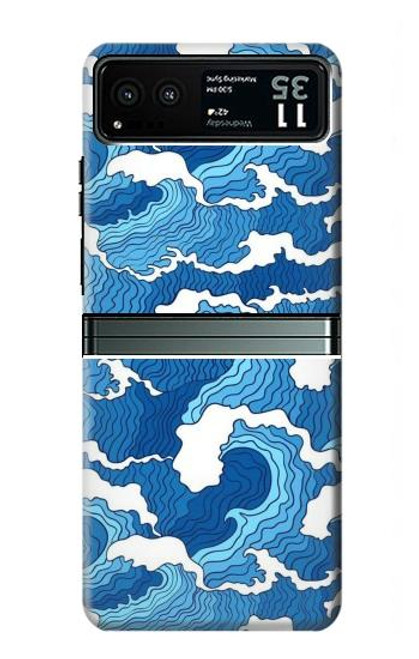 W3901 Vagues esthétiques de l'océan de tempête Etui Coque Housse et Flip Housse Cuir pour Motorola Razr 40