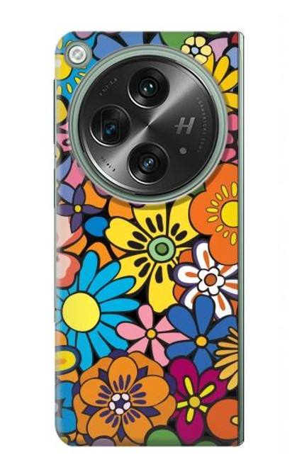 W3281 Motif coloré Hippie Fleurs Etui Coque Housse et Flip Housse Cuir pour OnePlus OPEN