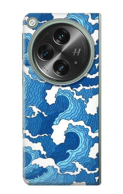 W3901 Vagues esthétiques de l'océan de tempête Etui Coque Housse et Flip Housse Cuir pour OnePlus OPEN