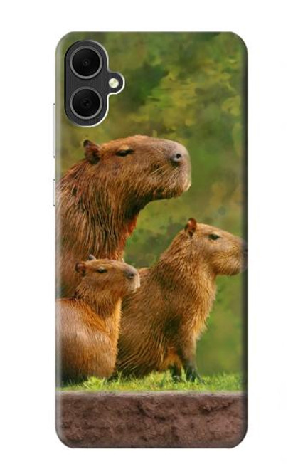 W3917 Cochon d'Inde géant de la famille Capybara Etui Coque Housse et Flip Housse Cuir pour Samsung Galaxy A05