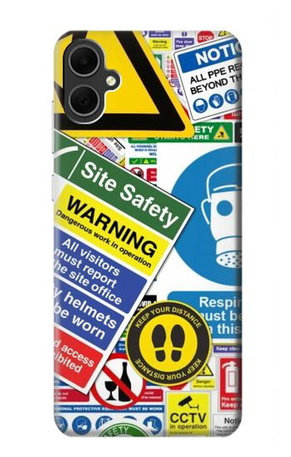 W3960 Collage d'autocollants de signalisation de sécurité Etui Coque Housse et Flip Housse Cuir pour Samsung Galaxy A05