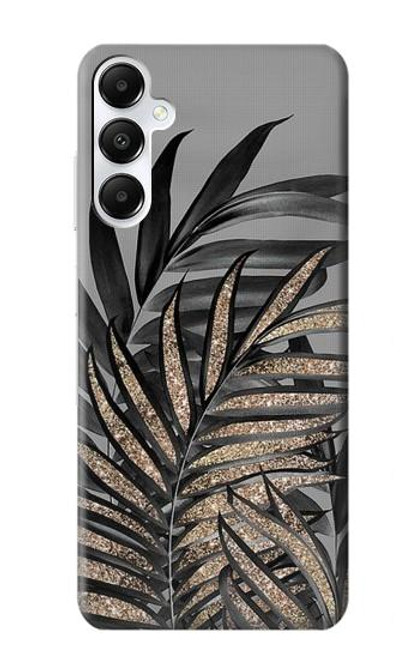W3692 Feuilles de palmier gris noir Etui Coque Housse et Flip Housse Cuir pour Samsung Galaxy A05s