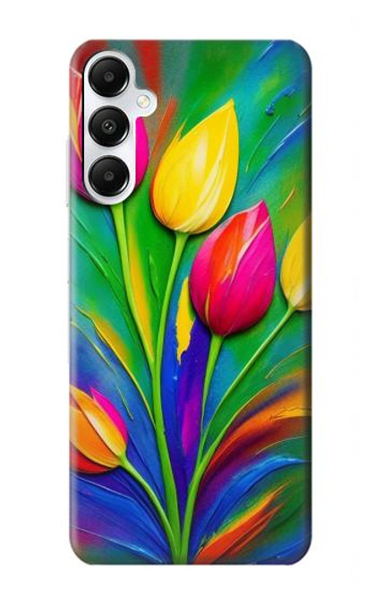 W3926 Peinture à l'huile de tulipe colorée Etui Coque Housse et Flip Housse Cuir pour Samsung Galaxy A05s