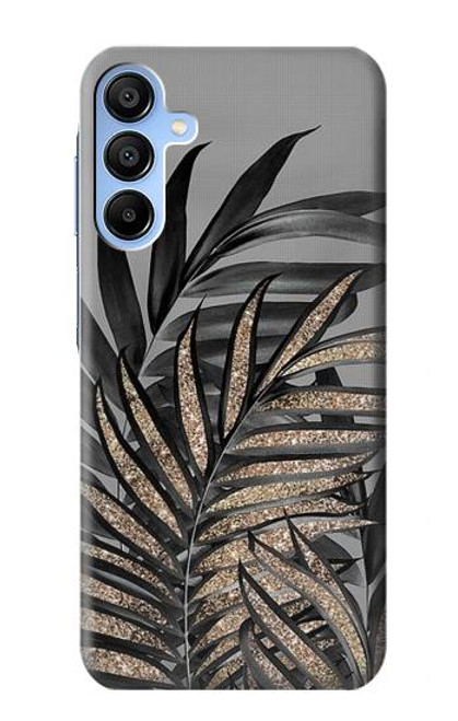 W3692 Feuilles de palmier gris noir Etui Coque Housse et Flip Housse Cuir pour Samsung Galaxy A15 5G