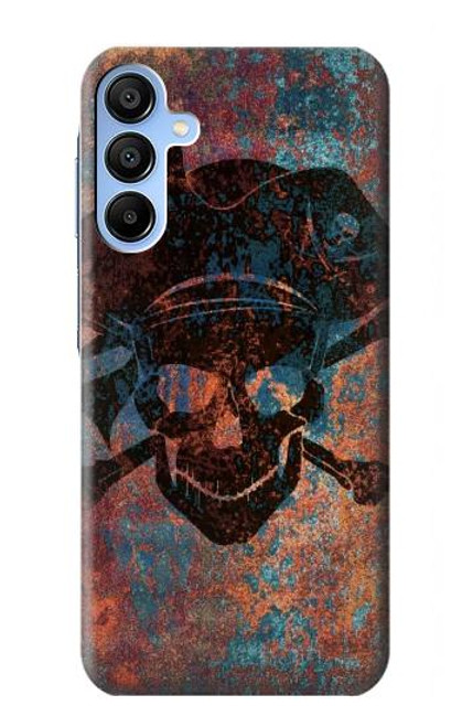 W3895 Pirate Crâne Métal Etui Coque Housse et Flip Housse Cuir pour Samsung Galaxy A15 5G