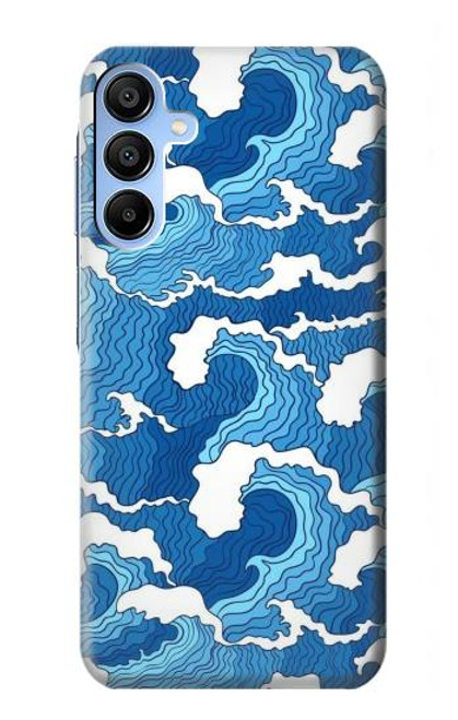 W3901 Vagues esthétiques de l'océan de tempête Etui Coque Housse et Flip Housse Cuir pour Samsung Galaxy A15 5G