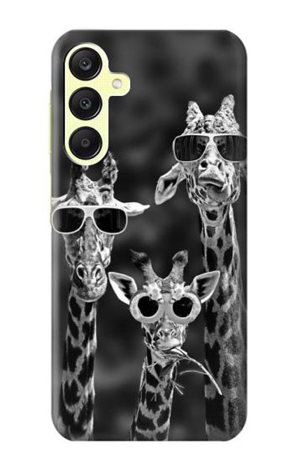 W2327 Girafes avec lunettes de soleil Etui Coque Housse et Flip Housse Cuir pour Samsung Galaxy A25 5G