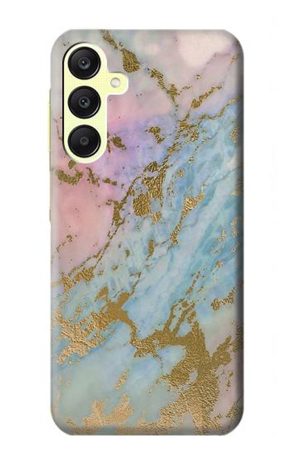 W3717 Imprimé graphique en marbre bleu pastel or rose Etui Coque Housse et Flip Housse Cuir pour Samsung Galaxy A25 5G