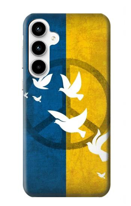 W3857 Colombe de la paix drapeau ukrainien Etui Coque Housse et Flip Housse Cuir pour Samsung Galaxy A35 5G