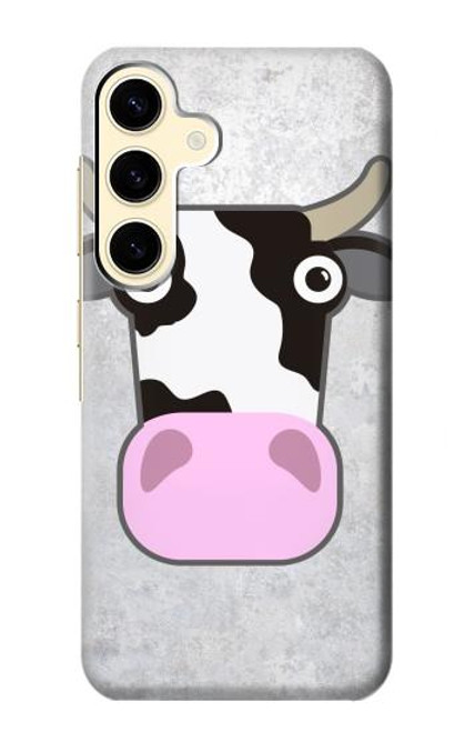 W3257 Vache Dessin animé Etui Coque Housse et Flip Housse Cuir pour Samsung Galaxy S24