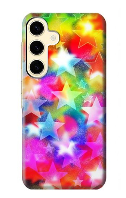 W3292 Coloré Disco étoile Etui Coque Housse et Flip Housse Cuir pour Samsung Galaxy S24