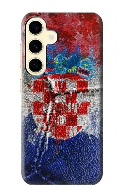 W3313 Croatie Drapeau graphique Football Millésime Etui Coque Housse et Flip Housse Cuir pour Samsung Galaxy S24