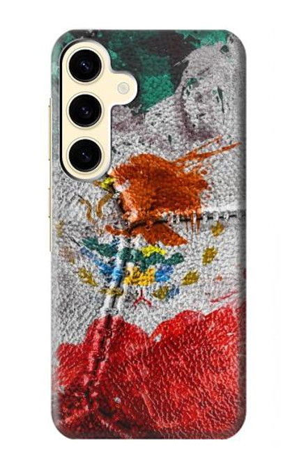 W3314 Mexique Drapeau Vinatage Football Graphique Etui Coque Housse et Flip Housse Cuir pour Samsung Galaxy S24