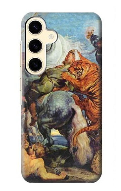 W3331 Peter Paul Rubens Tigre und Lowenjagd Etui Coque Housse et Flip Housse Cuir pour Samsung Galaxy S24