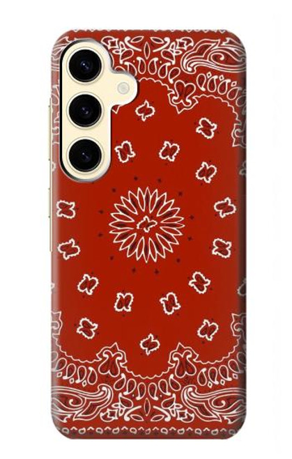 W3355 Motif Bandana Rouge Etui Coque Housse et Flip Housse Cuir pour Samsung Galaxy S24