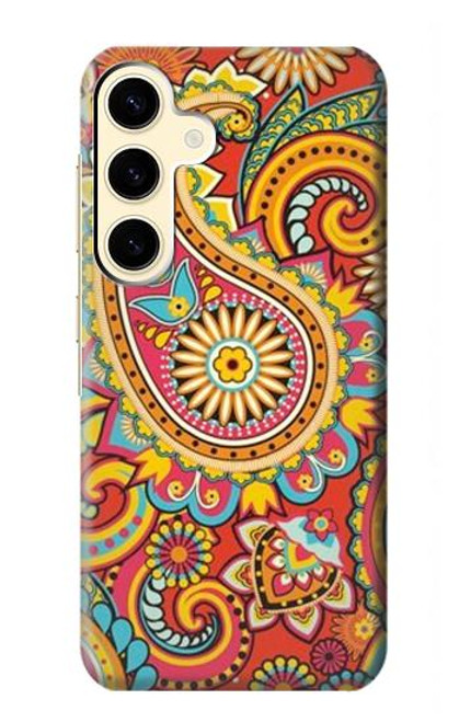 W3402 Floral Paisley Seamless Etui Coque Housse et Flip Housse Cuir pour Samsung Galaxy S24