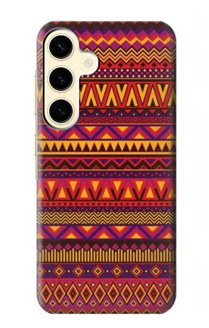 W3404 Aztèques Motif Etui Coque Housse et Flip Housse Cuir pour Samsung Galaxy S24