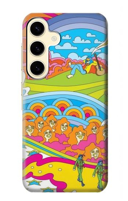 W3407 hippie Art Etui Coque Housse et Flip Housse Cuir pour Samsung Galaxy S24