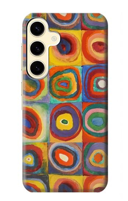 W3409 Carrés cercles concentriques Etui Coque Housse et Flip Housse Cuir pour Samsung Galaxy S24