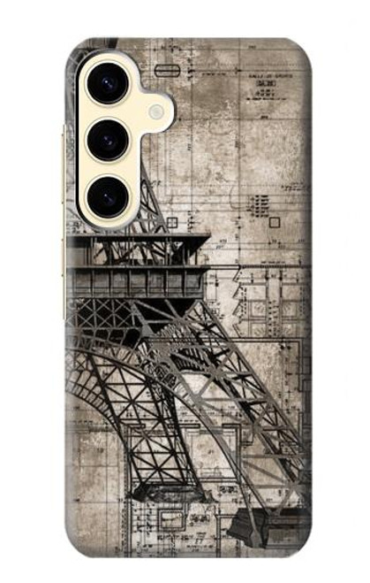 W3416 Plan Tour Eiffel Etui Coque Housse et Flip Housse Cuir pour Samsung Galaxy S24