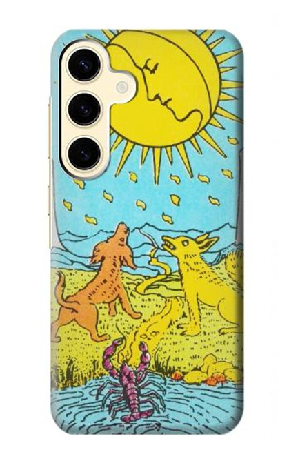 W3435 Carte de tarot Lune Etui Coque Housse et Flip Housse Cuir pour Samsung Galaxy S24