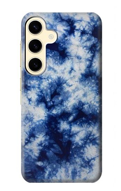 W3439 Tissu Indigo Tie Dye Etui Coque Housse et Flip Housse Cuir pour Samsung Galaxy S24