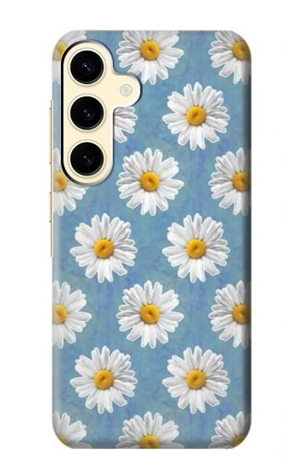 W3454 Marguerite Florale Etui Coque Housse et Flip Housse Cuir pour Samsung Galaxy S24