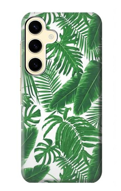 W3457 Papier Palm Monstera Etui Coque Housse et Flip Housse Cuir pour Samsung Galaxy S24