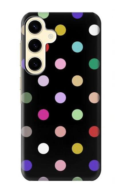 W3532 Coloré à pois Etui Coque Housse et Flip Housse Cuir pour Samsung Galaxy S24