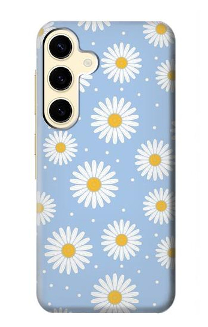 W3681 Motif de fleurs de marguerite Etui Coque Housse et Flip Housse Cuir pour Samsung Galaxy S24