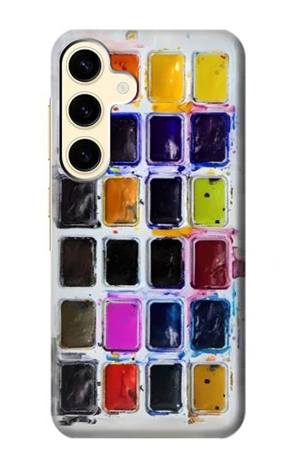 W3956 Graphique de boîte à palette aquarelle Etui Coque Housse et Flip Housse Cuir pour Samsung Galaxy S24