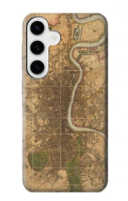 W3230 Carte de Londres millésimé Etui Coque Housse et Flip Housse Cuir pour Samsung Galaxy S24 Plus