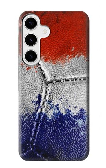 W3304 France Drapeau graphique Football Millésime Etui Coque Housse et Flip Housse Cuir pour Samsung Galaxy S24 Plus