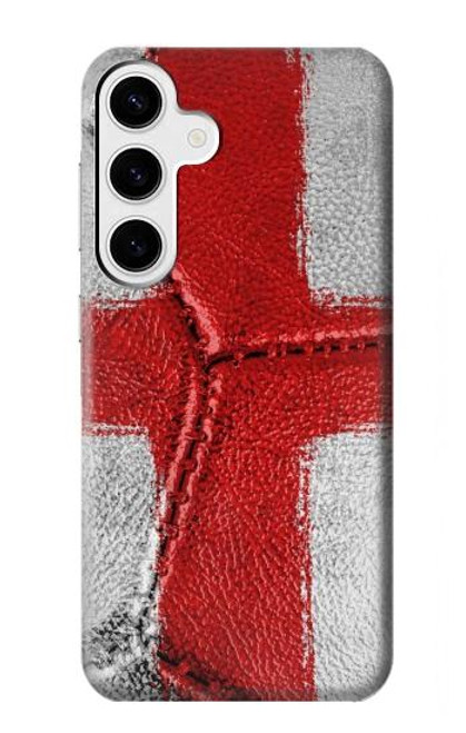 W3316 Angleterre Drapeau graphique Football Millésime Etui Coque Housse et Flip Housse Cuir pour Samsung Galaxy S24 Plus