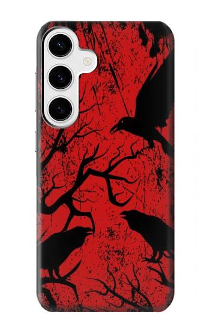 W3325 Corbeau Noir Sang Arbre Etui Coque Housse et Flip Housse Cuir pour Samsung Galaxy S24 Plus