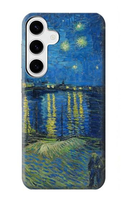 W3336 Van Gogh Nuit étoilée sur le Rhône Etui Coque Housse et Flip Housse Cuir pour Samsung Galaxy S24 Plus